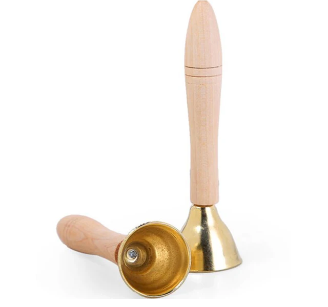 Classic Handle Copper Touch Bells Tinker Bell Wooden Musical Percussion