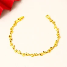 MxGxFam 19 см оливковый филиал браслет ювелирные изделия для модных женщин дизайн 24 к цвет чистого золота без аллергии