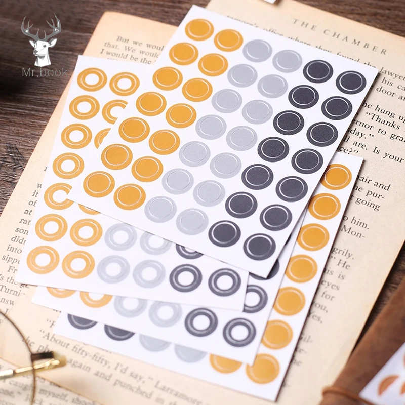 

168pcs/4 Sheets Colored Round Circle Ring Decorative Stickers Paper Label DIY Diary Decoration Adhesive Stationery Stickers Gift
