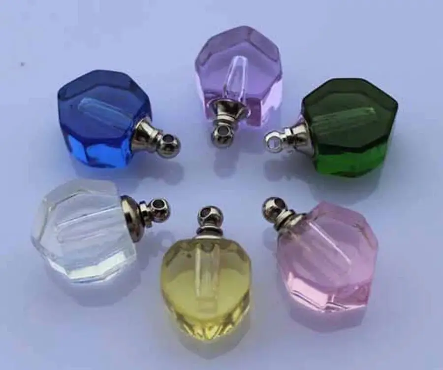 50pcs Mini heart rice vial pendant resealable locket ash urn glass Perfume Oil Vial Pendant art mixed color decor | Дом и сад