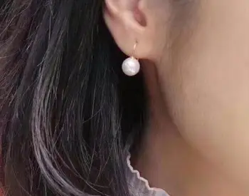 

free shipping>>>>noble jewelry 9-10mm Akoya white pearl earring 18k