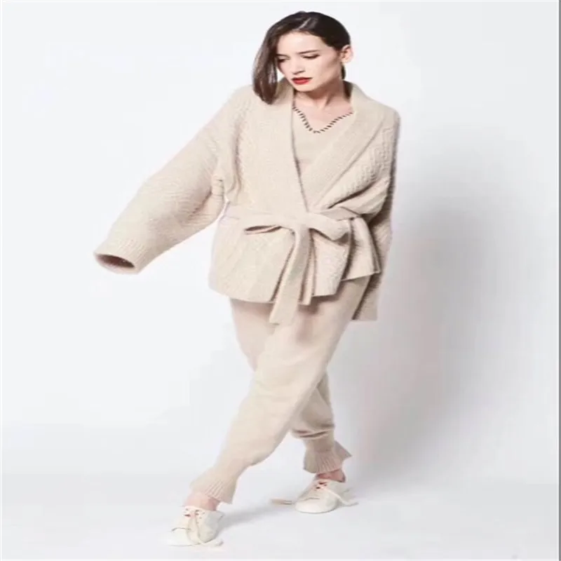 2018 autumn and winter new sweater shirt belt sweater thick women's loose sweater jacket sweater Sweaters