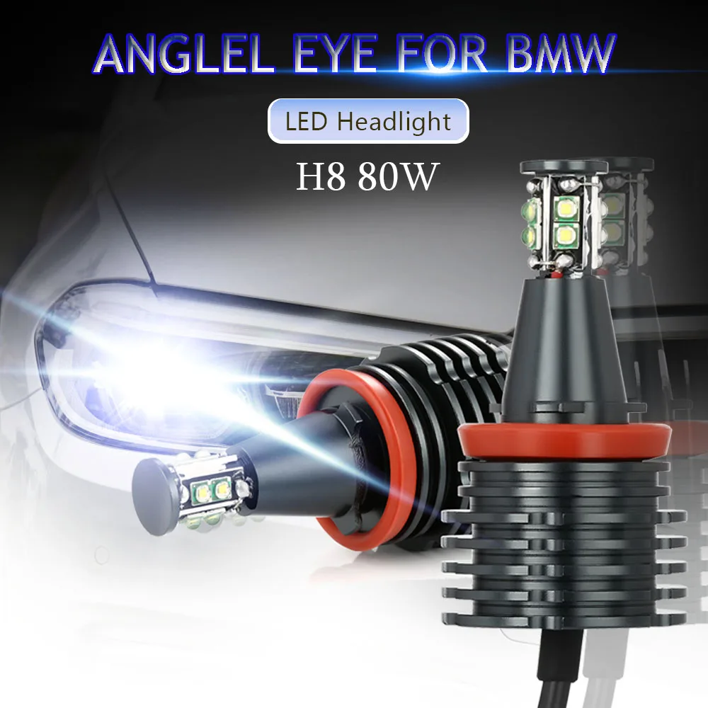 2 шт. автомобильный светильник ангельские глазки, головной светильник, белый противотуманный светильник s H8, светодиодные фары CANBUS бесплатно для BMW E90 E92 E82 E60 E70 X5 E71 X6