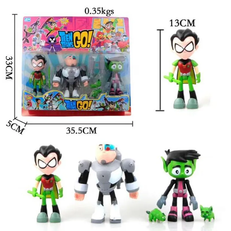 

3 Pcs/set New Anime Teen Titans Go Action Figures Beast Boy Raven Cyborg Figure Toys For Children Birthday Gift