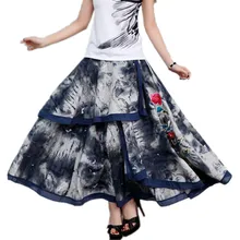 Качественные летние женские юбки в винтажном стиле, Длинная женская юбка макси с вышивкой, элегантная хлопковая модная повседневная Юбка Saia Longa Faldas Largas