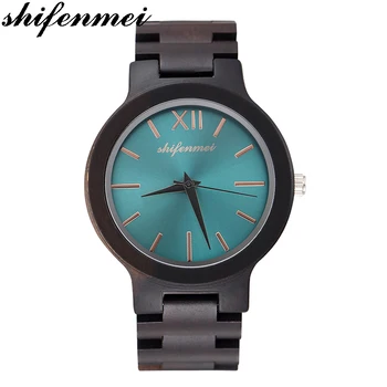 

Men's Ebony Wooden Watch Male Vintage Wood Quartz Analog Creative Wristwatch Simple Natural Bamboo Man Men Dress Reloj Hombre