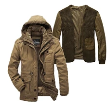 Two Pieces Winter jacket men plus size super warm thickening wool liner parka men brand clothing