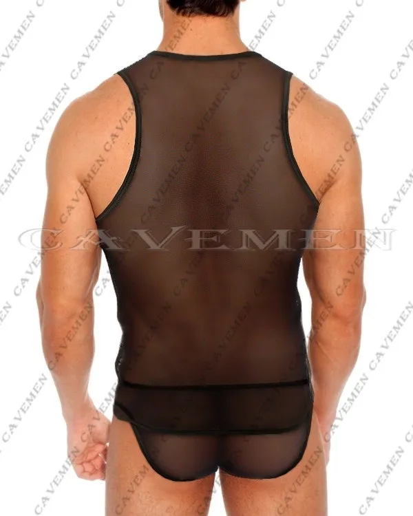 Man See-through dress Fit vest Two piece suit3422*sexy men lingerie Men Sexy T-Back Thong G-String Brief Underwear free shipping