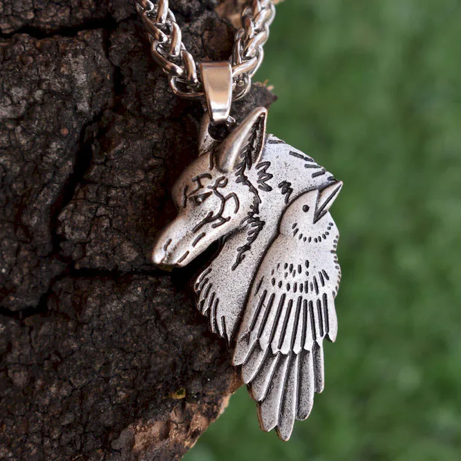 

SanLan 1pcs Norse Viking Ravenwolf necklace raven wolf animal pendant
