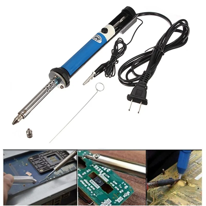 2in1 Electric Vacuum PCB Solder Sucker Desoldering Pump Iron Tool US Plug Welding Tool 30W 220V 50Hz