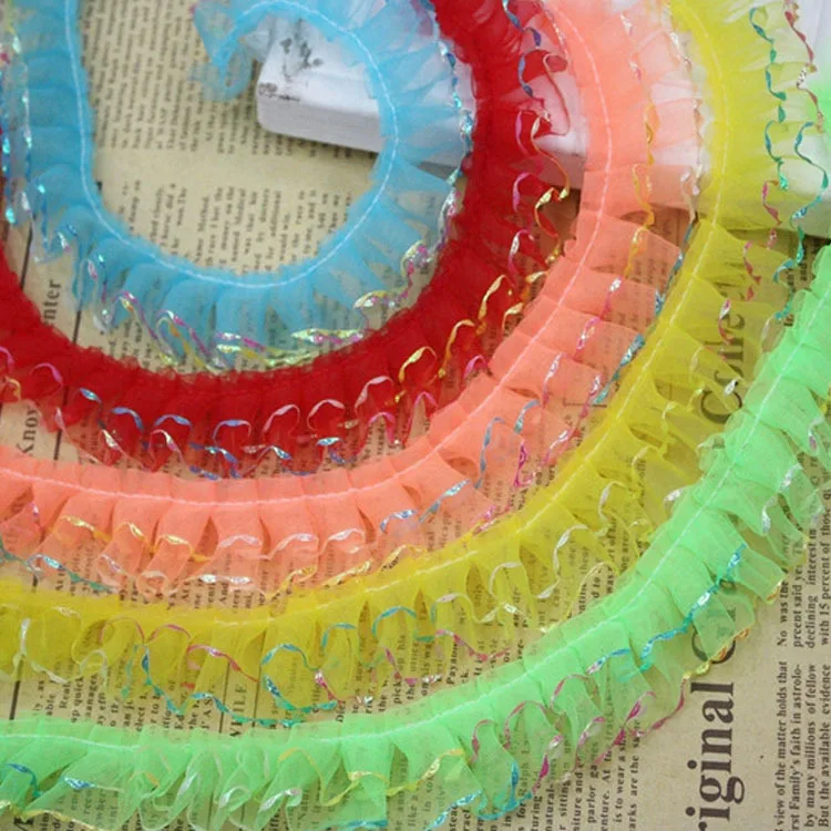 

2.5cm*60yards Ruffle lace pleated lace Multicolor clothes laciness accessories