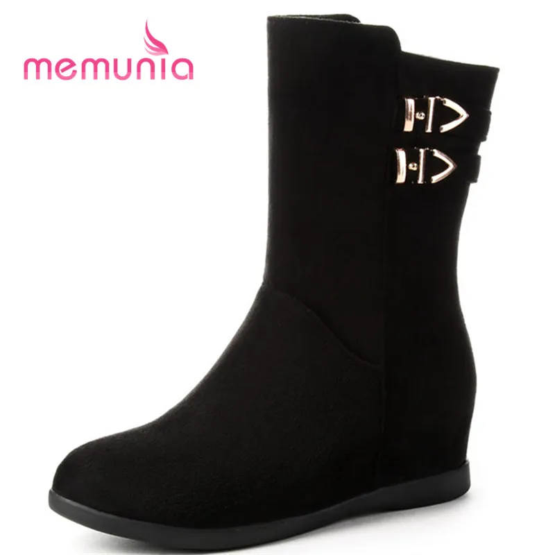 

MEMUNIA new 2020 ankle boots height increasing women boots punk metal decoration fashion boots med heels plus size 33-43