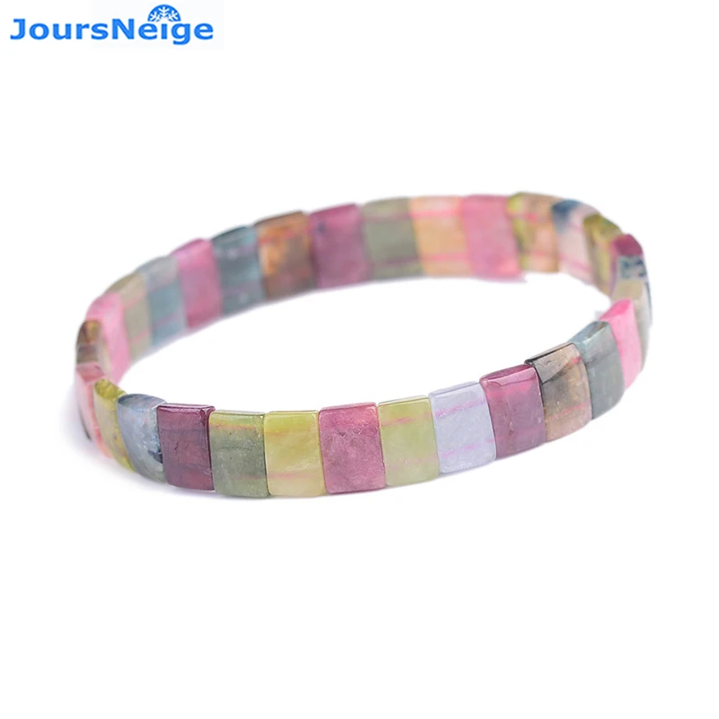 

Natural Rainbow Tourmaline Stone Bracelet Beads Hand Row Multicolor Bracelets for Women Gift Jewelry JoursNeige