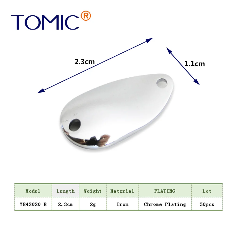 Tomic Неокрашенные Пустые рыболовные ложки форель приманки воблер мигалка Спиннер приманка - Цвет: 2g 50pcs