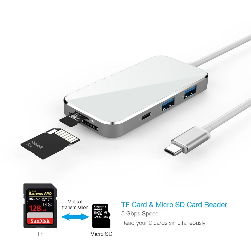 Док станция YUNCLOUD для ноутбука USB C 3 1 к 0 4K HDMI 5 мм аудио SD/TF кардридер PD Зарядка Macbook