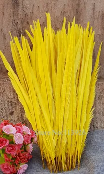 

Newl!100pcs/lot 40-45cm natural pheasant feathers yellow dyed ringneck pheasant tail feathers for wedding centerpiecesdecoration