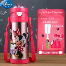 Disney Edelstahl 500 ml Thermische Tasse Mit Stroh Wasserflaschen für Kinder Milch Tasse Thermoskanne Stroh Glas Tragbaren Wasserkocher Thermos