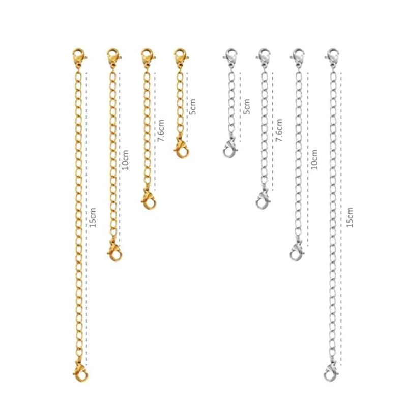 

8 Pcs/set Extended Extension Chains 2 Colors Tail Extender For Jewelry Making Findings Necklace Bracelet Chain
