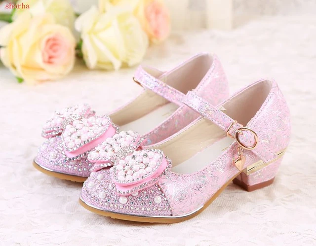 Chaussures de princesse Disney à talons hauts,pour enfants, pour fête, pour  l'été, nouvelles sandales, pour bébé et petite fille, en cristal, taille 23  à 36