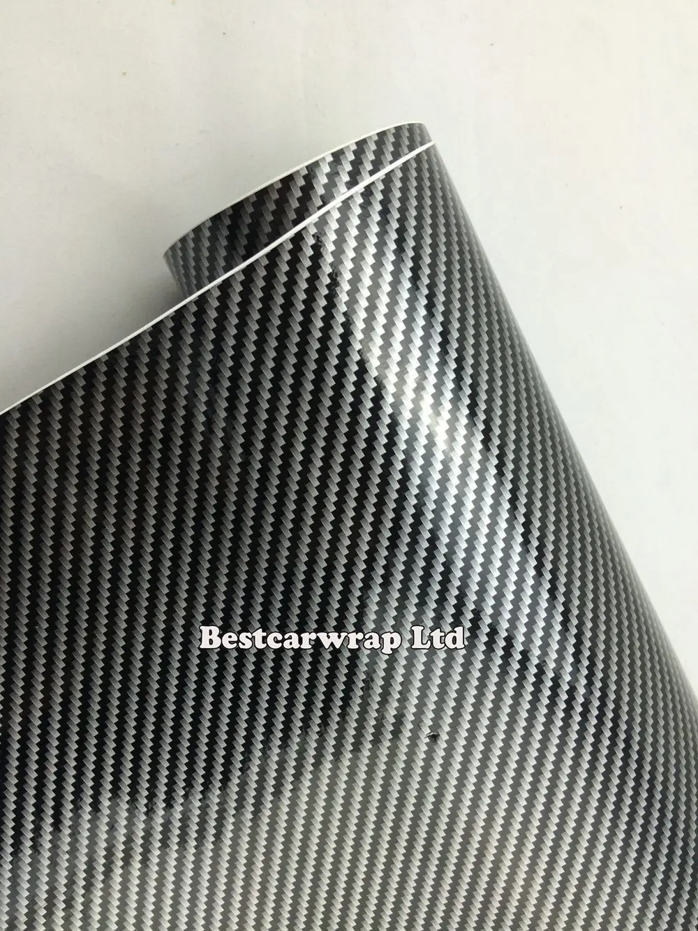 2D silver black glossy carbon fiber vinyl car wrap film with real carbon fibre glossy film 5D carbon wrap bubble Fre