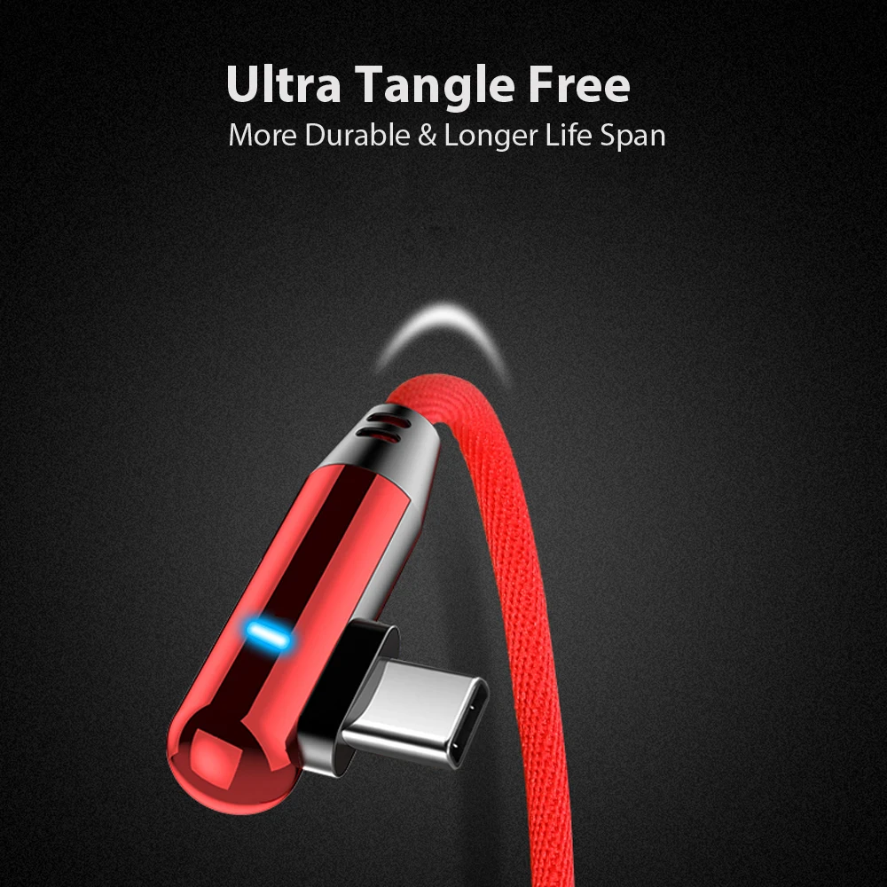 VOXLINK 10 шт usb type C 90 градусов кабель для быстрой зарядки c шнур передачи данных