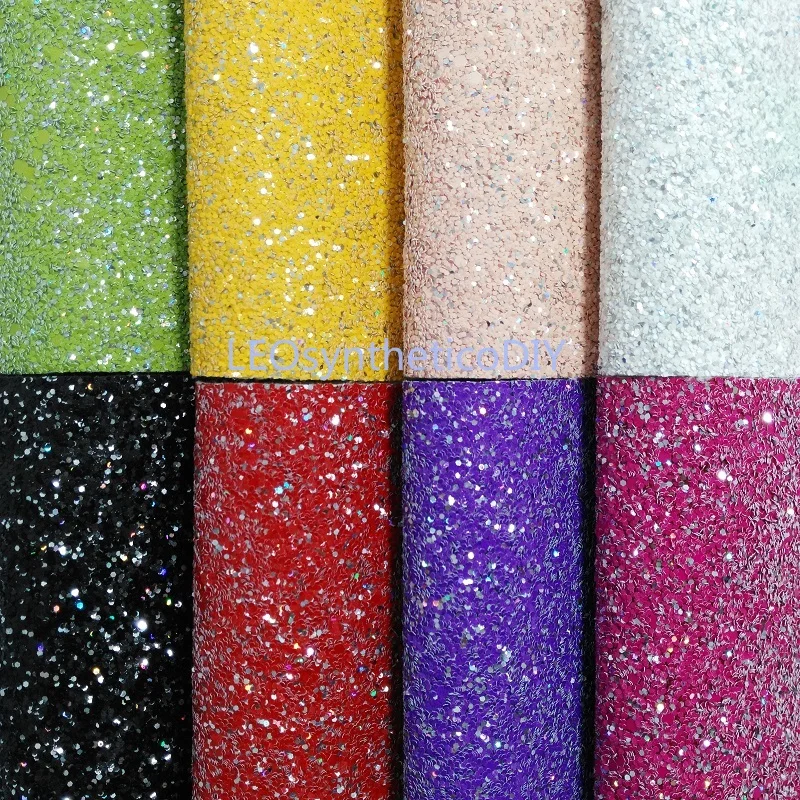 

1PC 21X29CM Iridesent Chunky Glitter Leather For Making Bows Accessories LEOsyntheticoDIY T128A