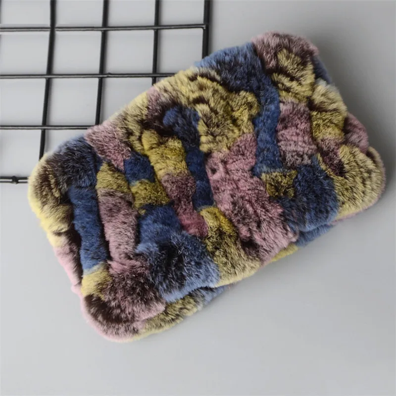 

Winter Women Knitted Scarves Rabbit Hair Weaving Lic Female Ring Collar Neck Scarf Warmer Woman's Fur Scarf Spain Loop For lady