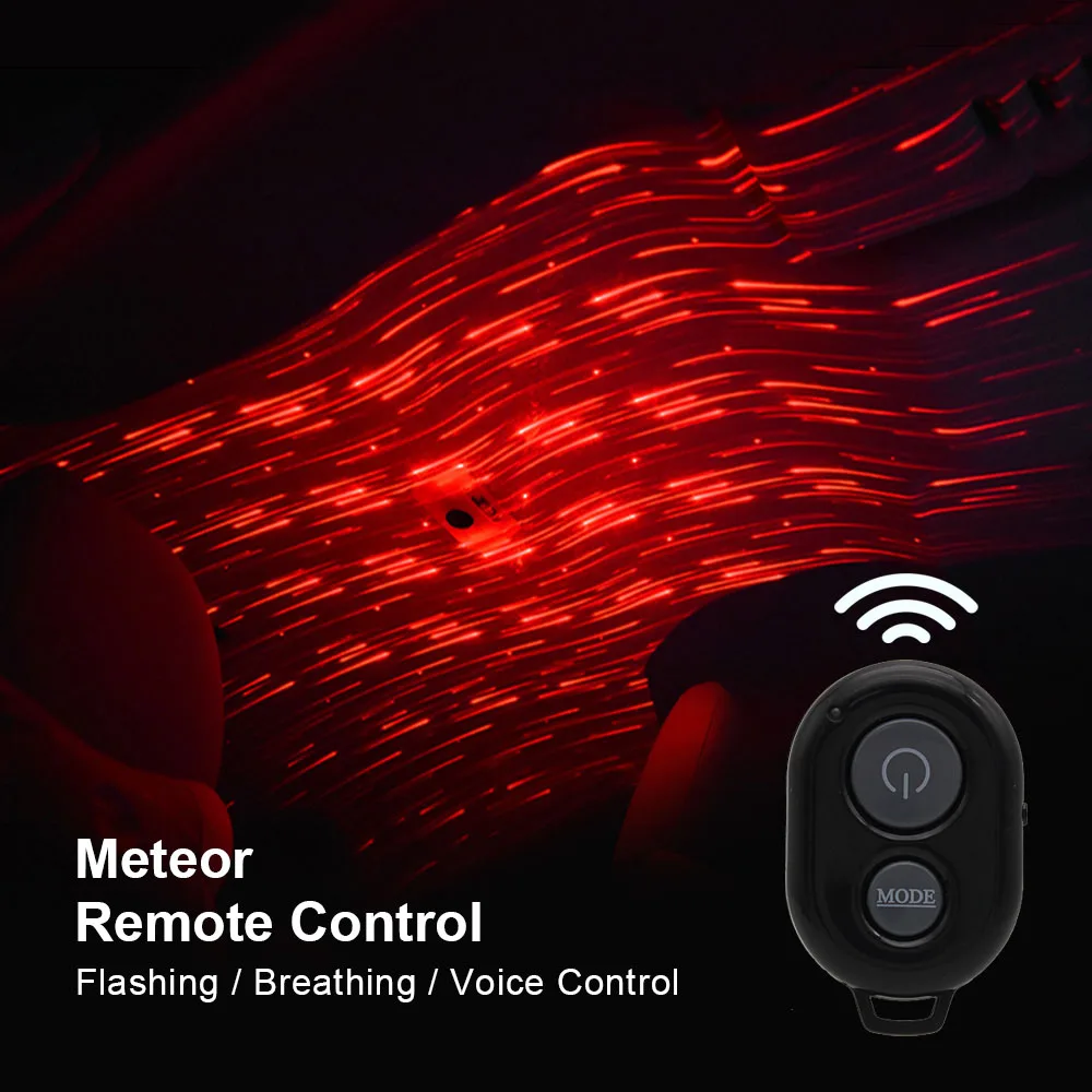 USB автомобильная атмосферная лампа интерьерный светильник Ambient Star 5V DJ музыка звук дистанционное управление лазерный проектор светильник Авто метеорная лампа - Испускаемый цвет: Meteor wiht Remote