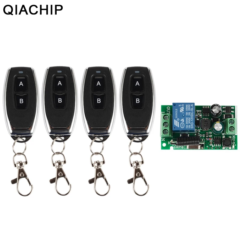 

QIACHIP 433Mhz Wireless Remote Control Switch AC 85V~250V 110V 220V 1 CH RF Relay Receiver Module and RF 433 Mhz Transmitter DIY