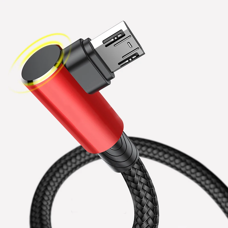 

Elbow Micro USB Cable Reversible Android USB-A to Micro USB Nylon Microusb 90 degree Bend Angle Fitting Mobile Cell Phone Cable