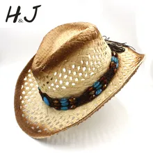 Ручная работа женская мужская полая западная ковбойская шляпа для джентльмена Вестерн слово пастушка джаз шляпа папа сомбреро пляжная шляпа от солнца