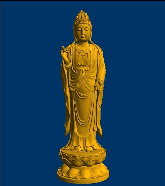New 3D model relief for CNC STL format Goddess Of Mercy stand on lotus