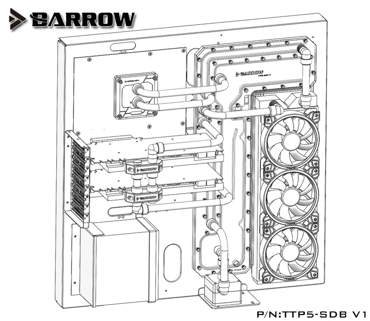 Курган водяного охлаждения водного пути доска для TT Thermaltake Core P5 чехол, акриловый резервуар заменить L резервуар для воды, TTP5-SDB V1