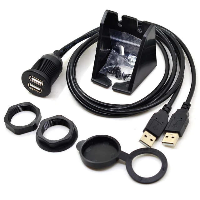 1M 2 Ports Dual USB 2.0 AUX Flush Mount Car Mount Extension Cable For Car Truck, car mount 2.0 - Vimarsana News