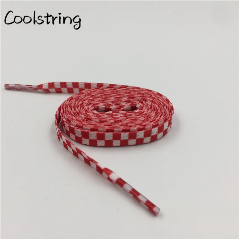 Плоские шнурки Coolstring из полиэстера шириной 8 мм для обуви в клетку с цифровым
