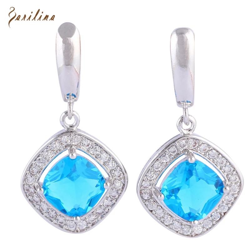 Ravishing 925 Sterling Silver Overlay jewelry Light blue Cubic Zirconia