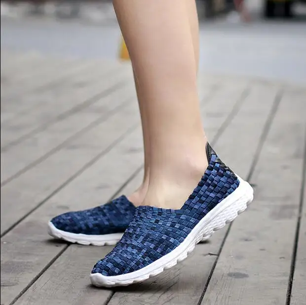 brown Mocasines Mujer 35 gray On Mujeres Tejida green Wlaking Hembra Señoras Slip Transpirable Casual Red Verano Zapatos 40 blue 2017 xpSw1qav