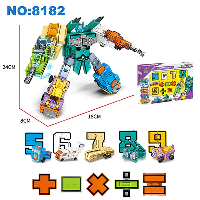 10PCS Action Figure Transformation Number Robot Toy Building Blocks Deformation Pocket Morphers Educational Toy for Children - Цвет: 7PCS without box