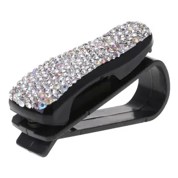 

Auto Fastener Clip Rhinestone Diamond Car Sun Visor Glasses Sunglasses folder Storage Holder Accessories For Girls & Women