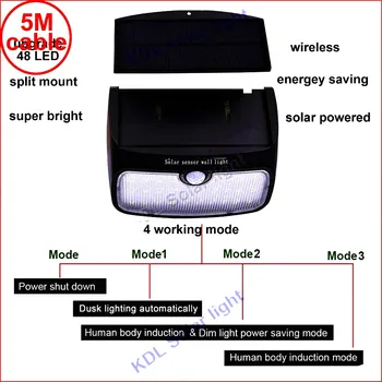 

48 leds split solar panel indoor Light PIR motion radar smart NEW Solar LED Porta tor for Garden Back Door Step Stair Fen