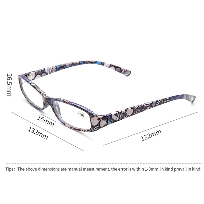 CANCHAGE Printed Reading Glasses Rectangular Presbyopic Reading Glasses Women Men Matching Pouch +1.0 1.5 2.0 2.5 3.0 3.5 4.0