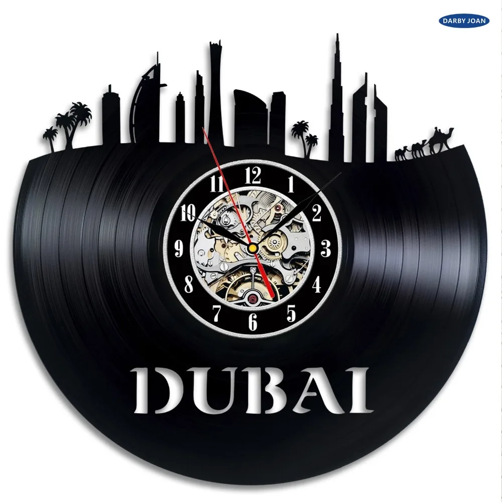 Dubai Skyline Vinyl Record Wall Clock Decorate your home with Modern