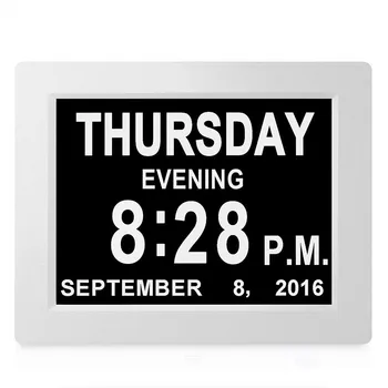 

8'' TFT Large LED Screen Digital Electronic Alarm Clock Machine Wall Calendar Time Day Week Year Display 8 Languages Clock DC 5V