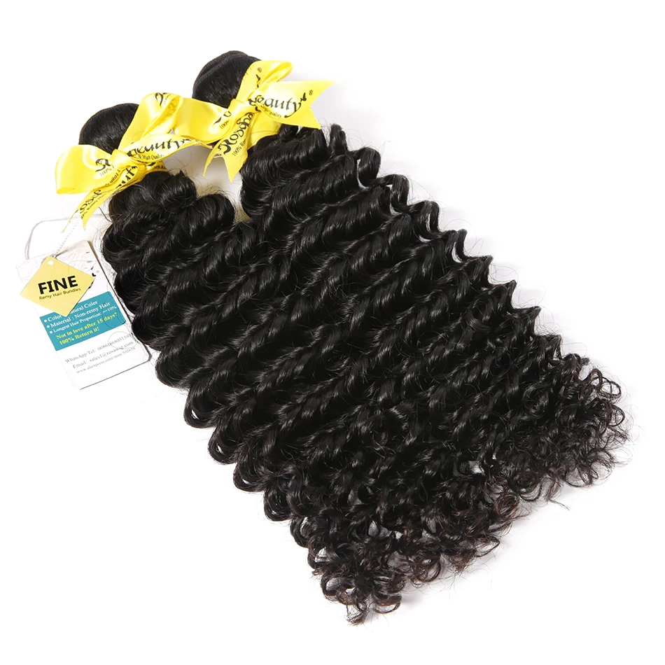 

Rosa Beauty Hair Products Grade 8A Malaysian Hair 100% Deep Wave Human Hair Bundles Natural Black Curly Remy Hair Extensions