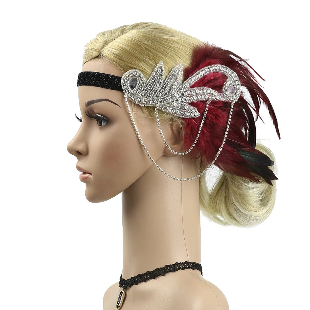 thumbnail image 2 of 1920s Flapper Headpiece - Pearl Gatsby Headband Roaring 20s Hair Accessory 2 of 11