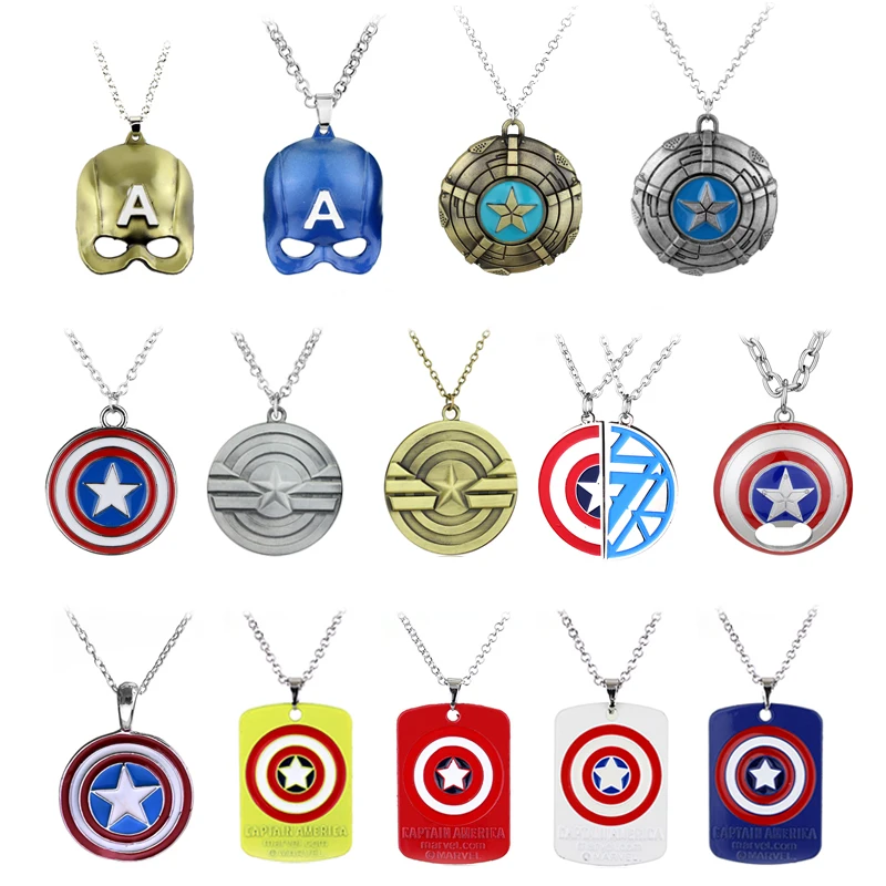 

Captain America Necklace The Avengers Rotatable Pendant Fashion Stainless Steel Chain Necklaces Gift Jewelry Accessories