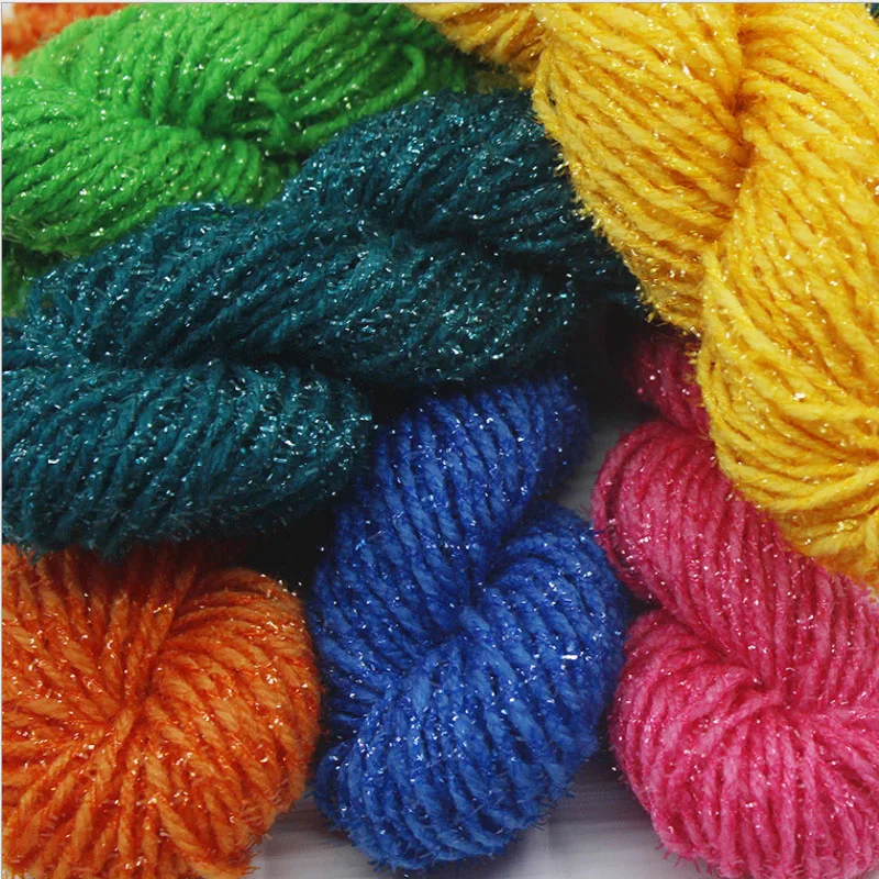 10 Pcs / Lot Natural smooth gold Silk acrylic yarn weave crochet soft super  thick yarn for knitting carpet socks scarves slipper