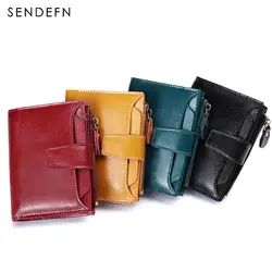 Sendefn Новый известный бренд короткие кожаные женские Кошельки и портмоне карман на молнии кашелек элегантный дизайн небольшой 3 складной