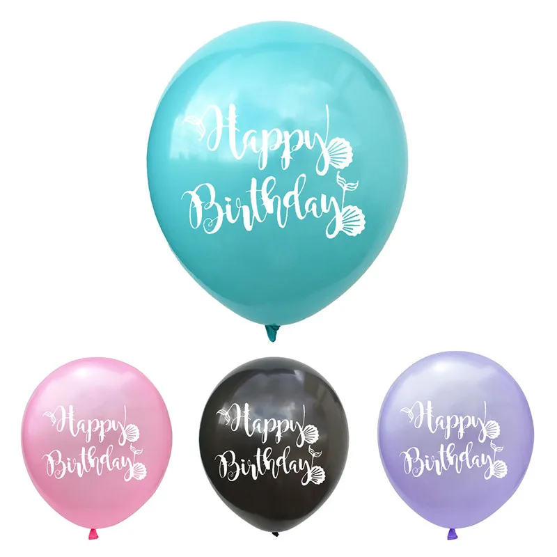

10pcs Mermaid Tail Happy Birthday Printed Latex Balloons Helium Inflatable Air Balls Baby Shower Happy Birthday Party Decoration