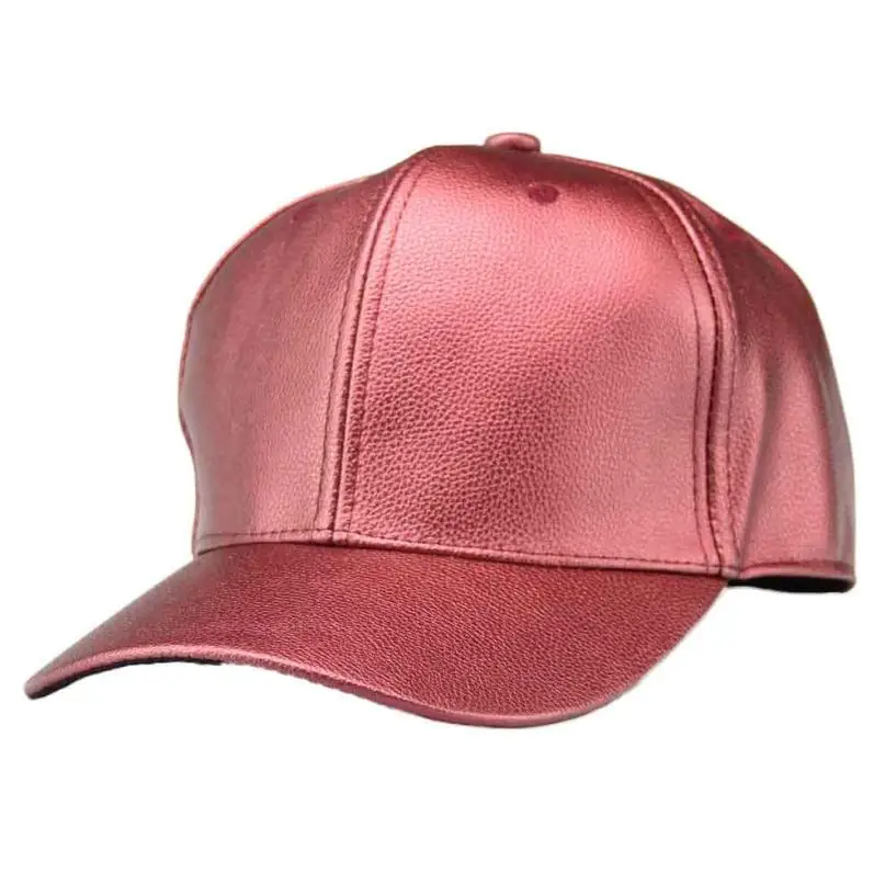De cuero de los hombres de sombreros de Color sólido casuales de la Pu de la Moto del sombrero del Snapback Gorra de béisbol de los hombres mujer liso curvado Sunhat Gorra baseball #18